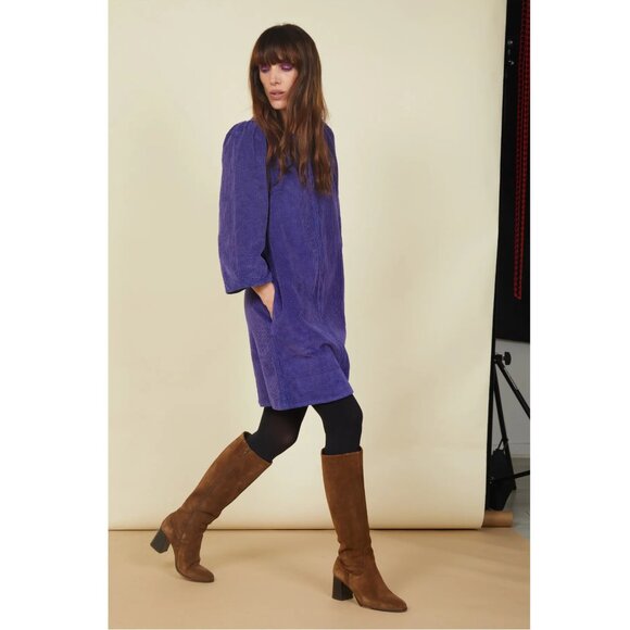 NWT SMALLABLE BASICS  Corduroy Zip Dress with Wide Sleeves | Hazelnut - Picture 3 of 7